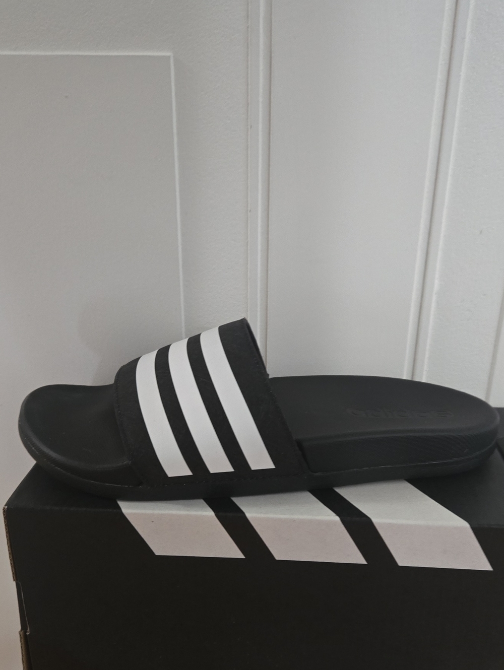 adidas Adilette COMFORT Black Slide with White Three Stripes